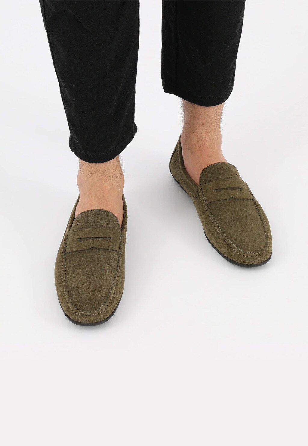 Zielone mokasyny męskie z czarną podeszwą 10116-67 Widok 7