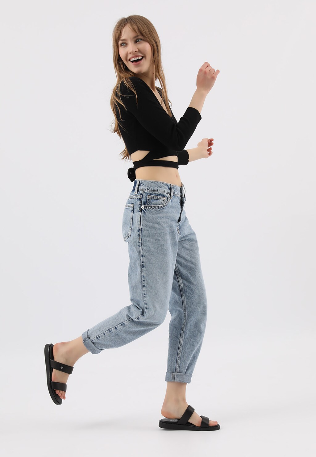 Černé dámské žabky z kvalitní hladké kůže 74001-51 Widok 1