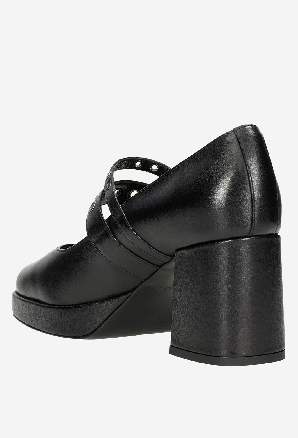 Czarne czółenka damskie na stabilnym słupku 35085-51 Widok 4