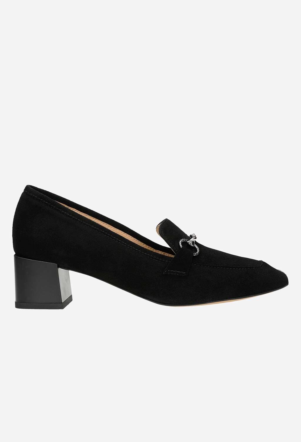 Černé kožené polobotky dámské na nízkém podpatku 46071-61 Widok 2