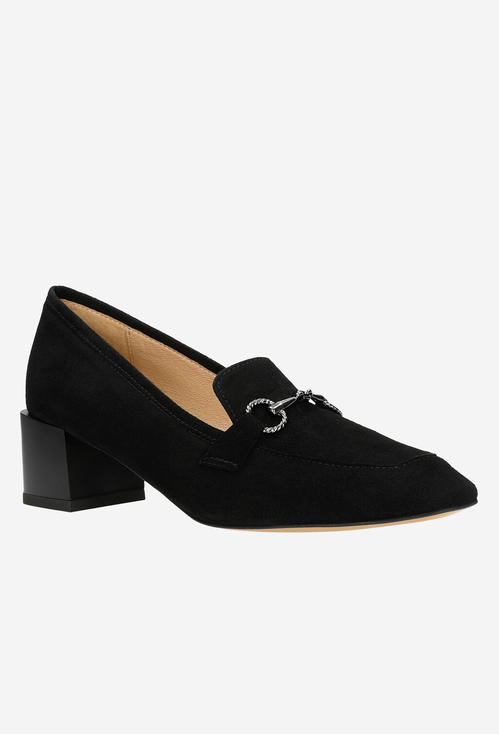 Černé kožené polobotky dámské na nízkém podpatku 46071-61 Widok 3