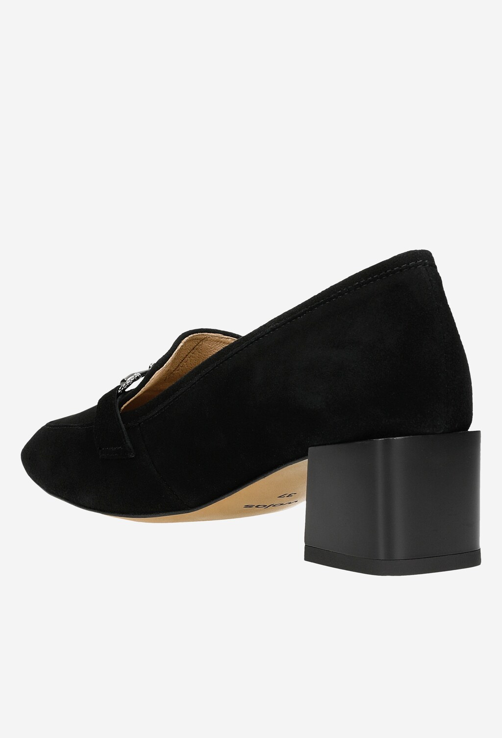 Černé kožené polobotky dámské na nízkém podpatku 46071-61 Widok 4