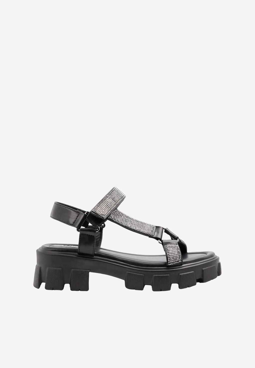 WJS czarne sandały damskie na traktorze WJS74030-51 Widok 2