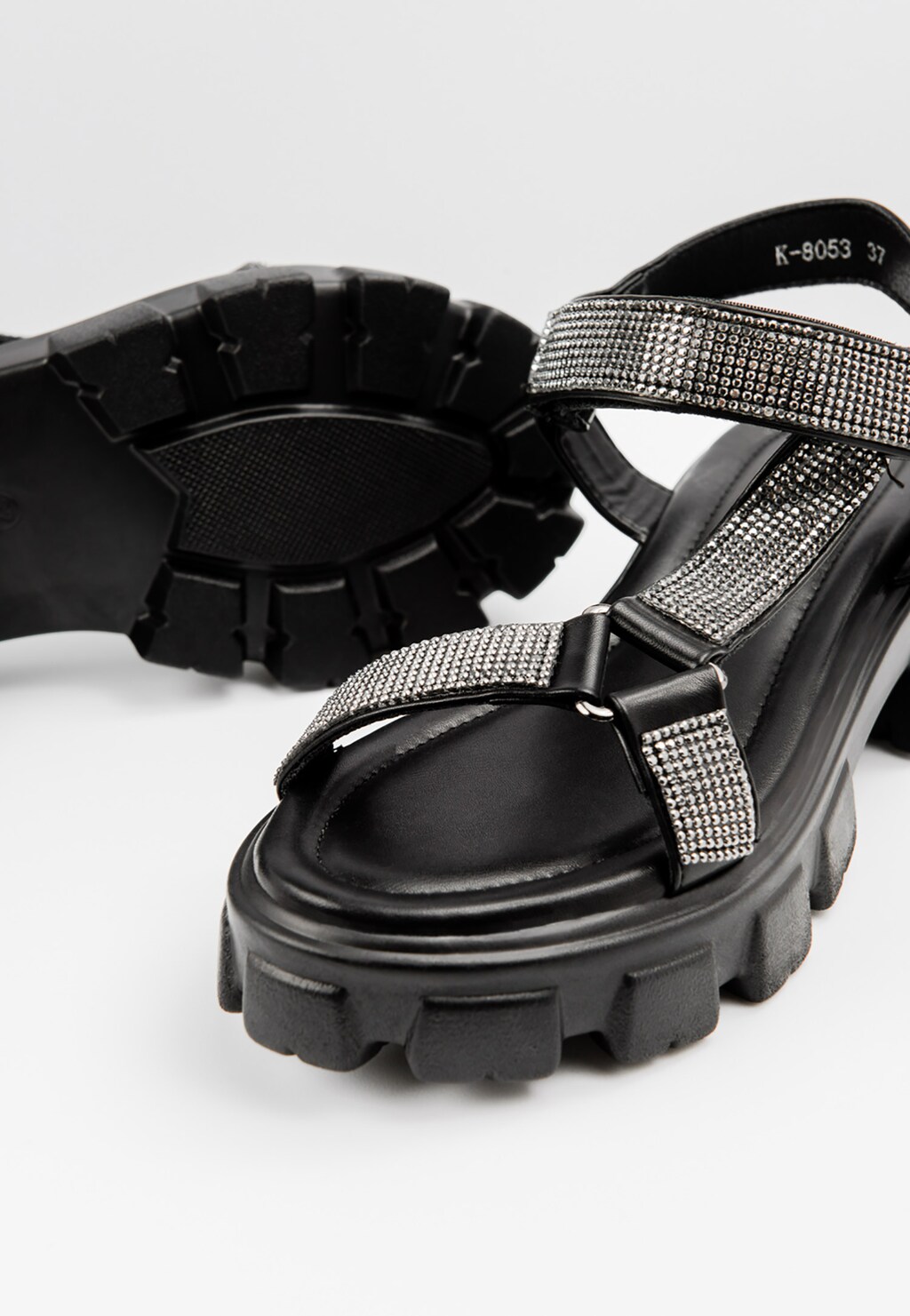 WJS czarne sandały damskie na traktorze WJS74030-51 Widok 5