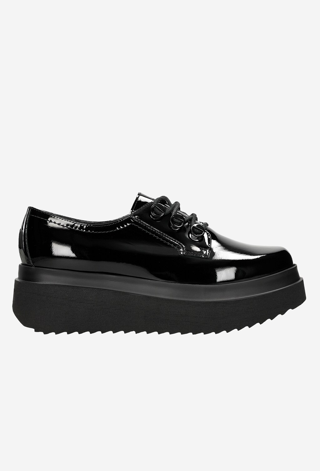 Czarne lakierowane creepersy damskie 46006-31 Widok 2