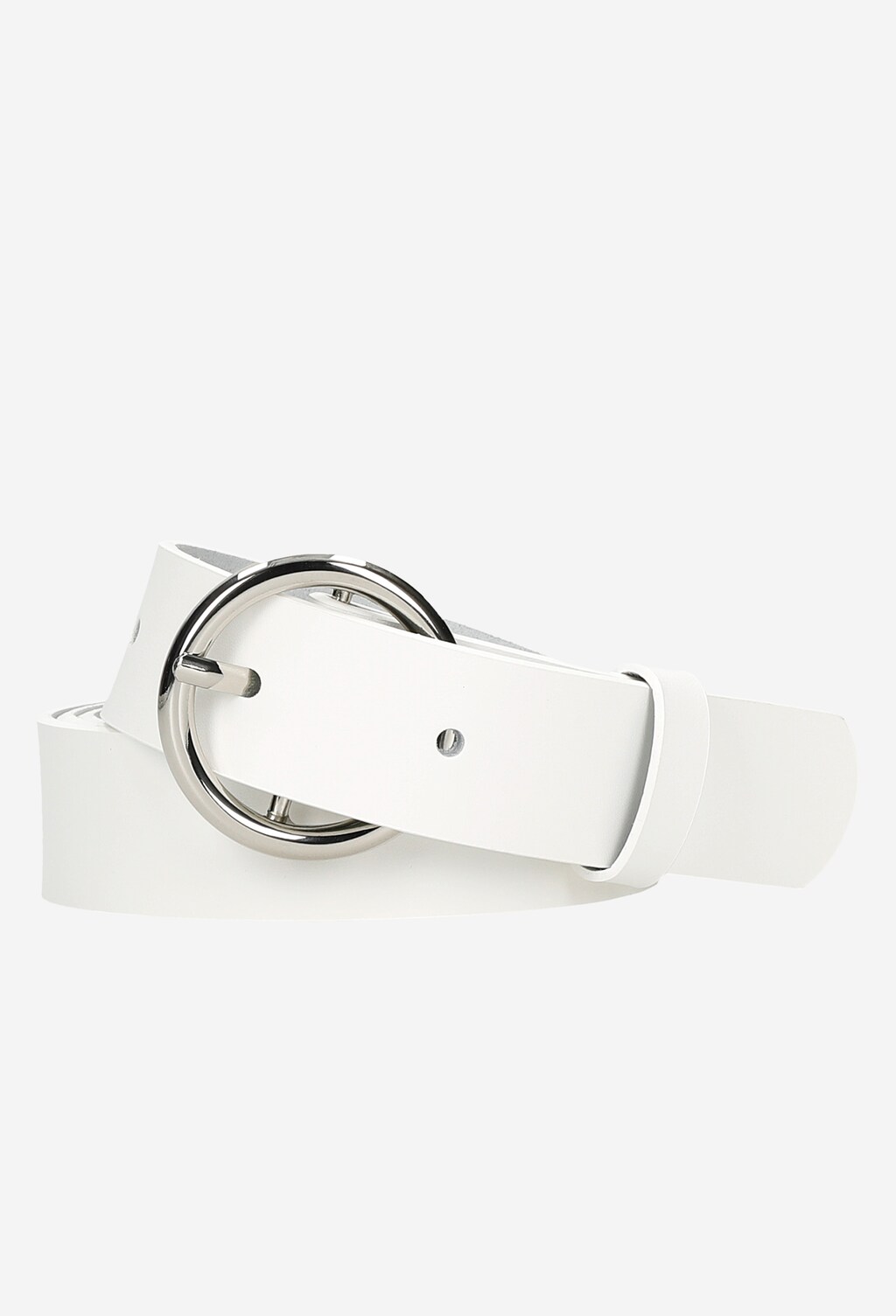 Biały pasek damski ze srebrną klamrą 9973-59 Widok 2