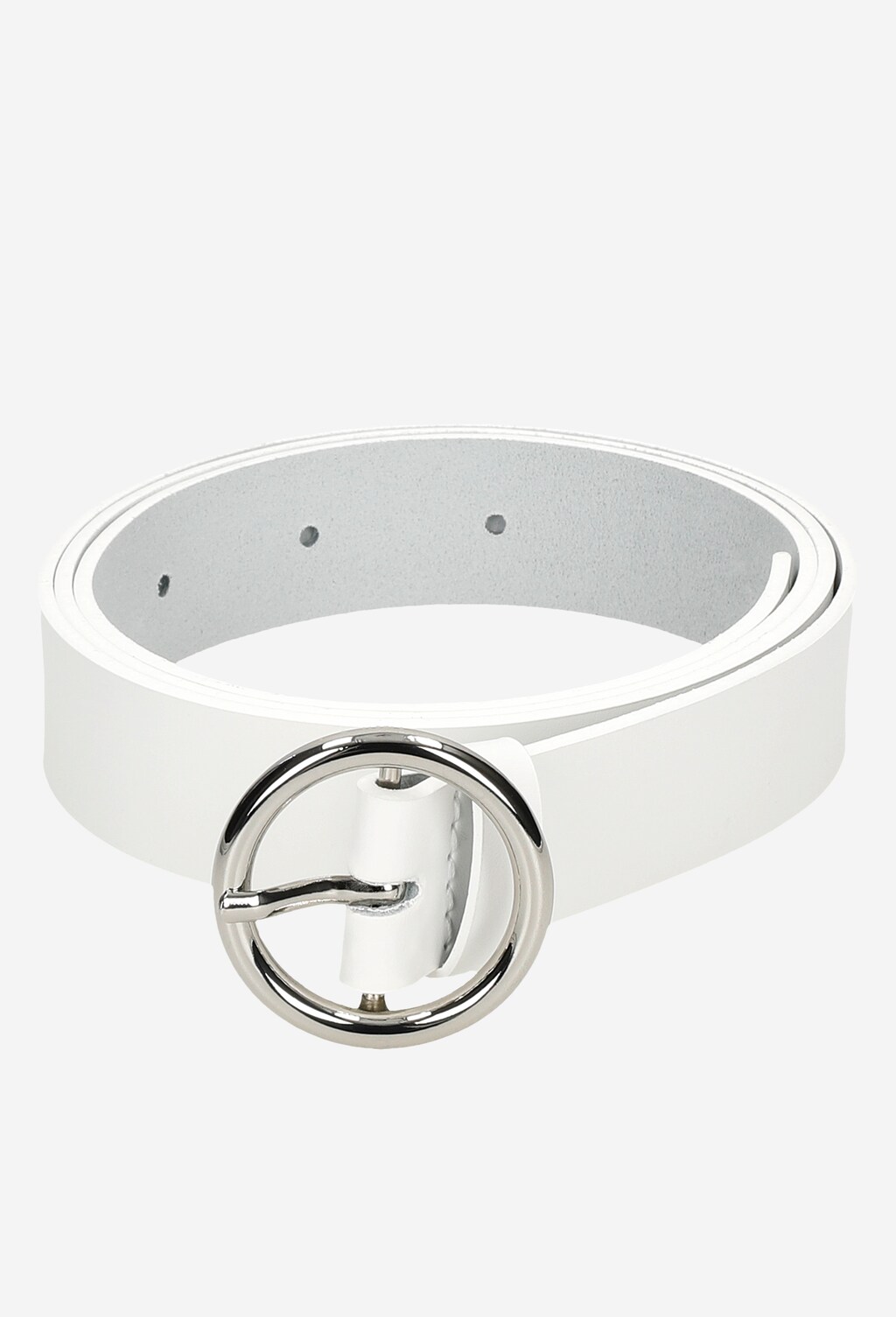 Biały pasek damski ze srebrną klamrą 9973-59 Widok 6