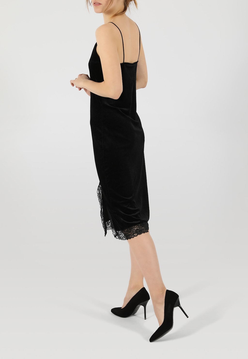 Čierne semišové lodičky na vysokom podpätku 35060-61 Widok 1