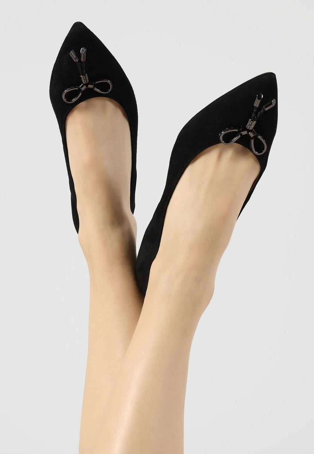 Czarne eleganckie baleriny damskie 44001-61 Widok 7