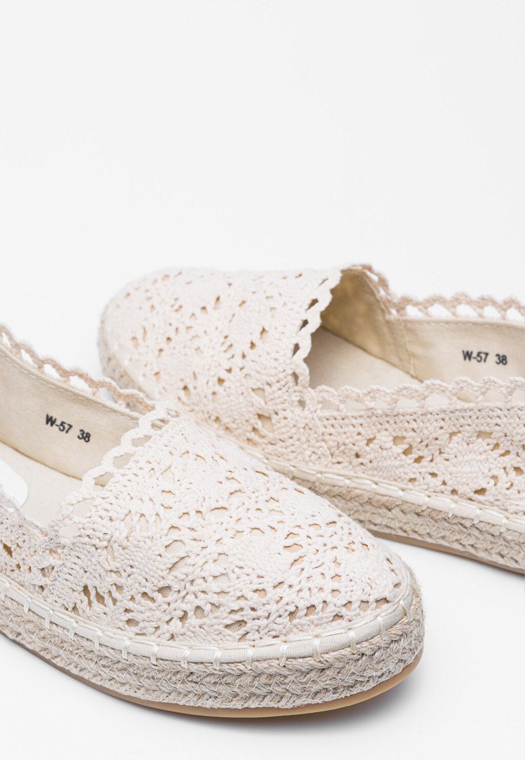 WJS beżowe espadryle damskie z koronką WJS43005-14 Widok 5