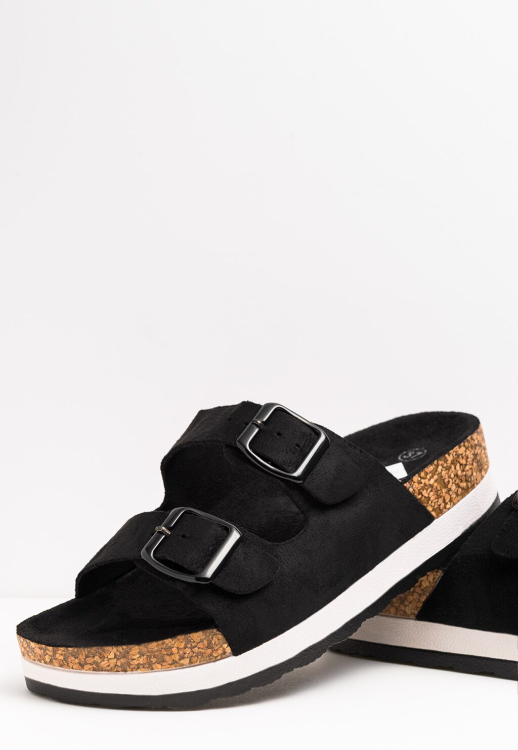 WJS czarne wygodne klapki damskie na korku WJS71003-61 Widok 3