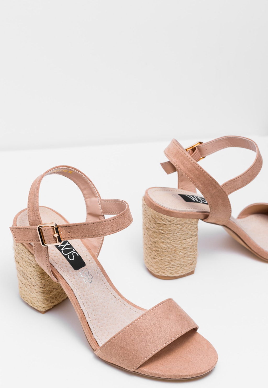 WJS beżowe sandały damskie na słupku oplecionym jutowym sznurkiem WJS74033-64 Widok 5