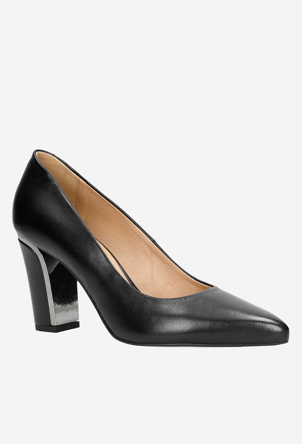 Čierne elegantné dámske lodičky na stĺpci 35044-51 Widok 3