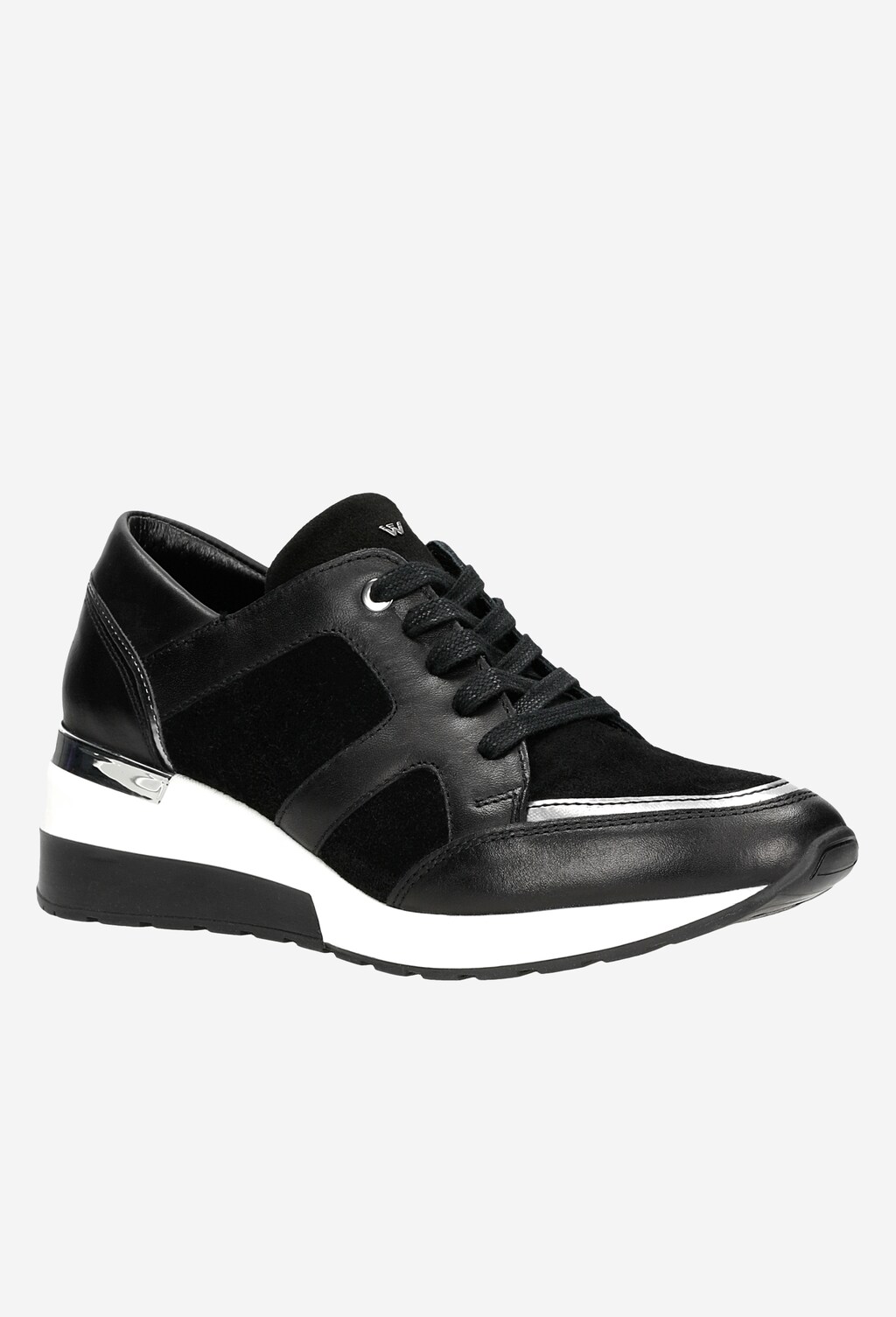 Czarne sneakersy damskie ze srebrnymi wstawkami 46107-71 Widok 3