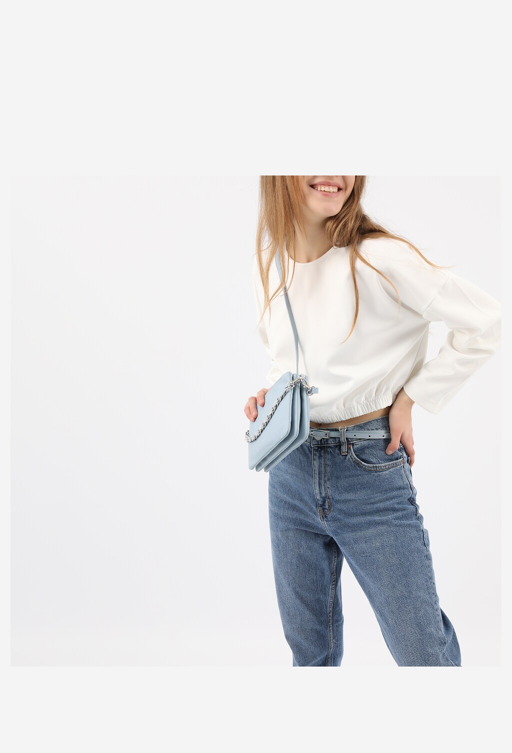 Něžná světle modrá dámská kabelka z kvalitní kůže 80116-56 Widok 9