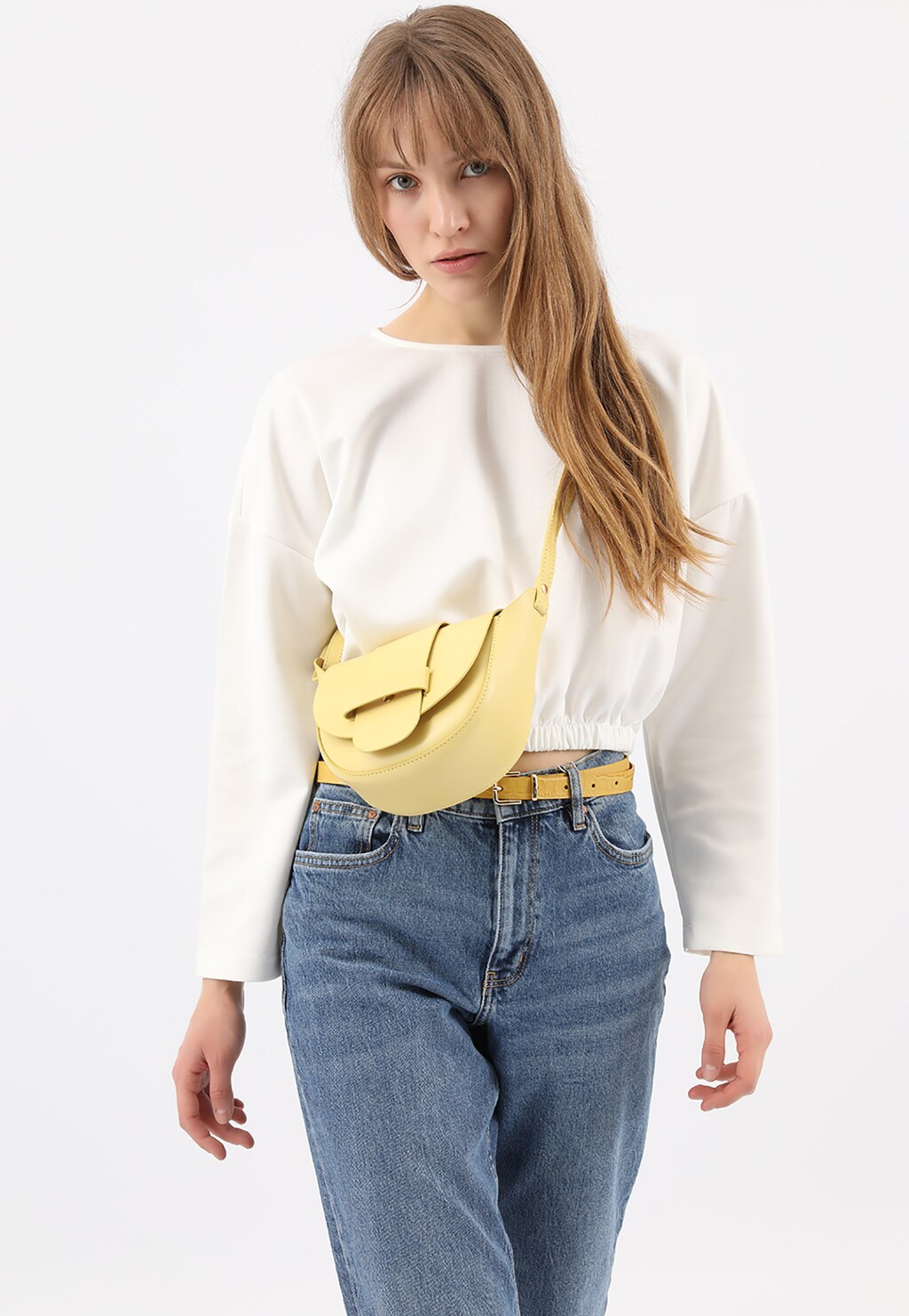 Żółta skórzana torebka damska na wiosnę 9816-57 Widok 1