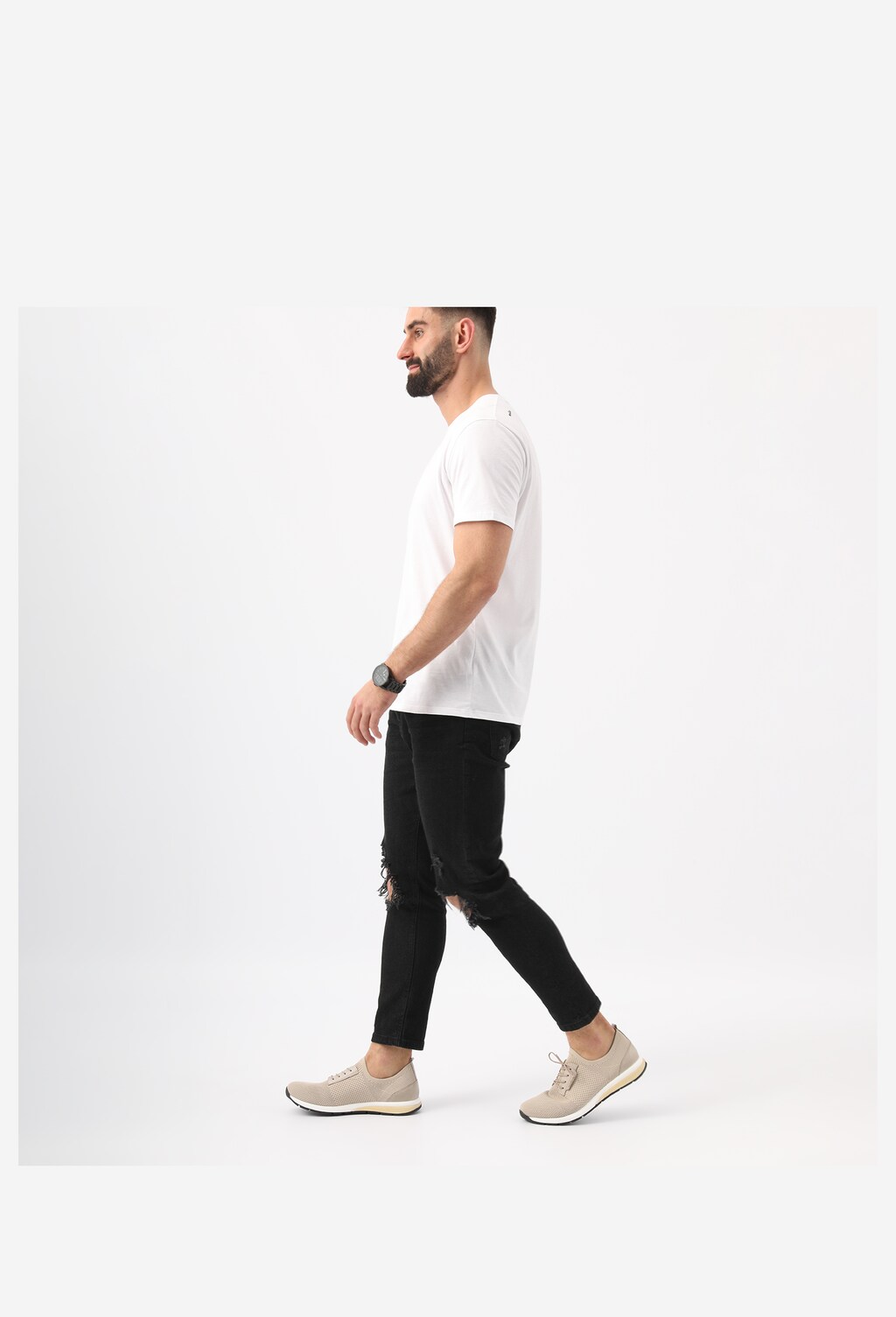 Béžové pánske tenisky zo syntetického materiálu a kože 10085-83 Widok 8