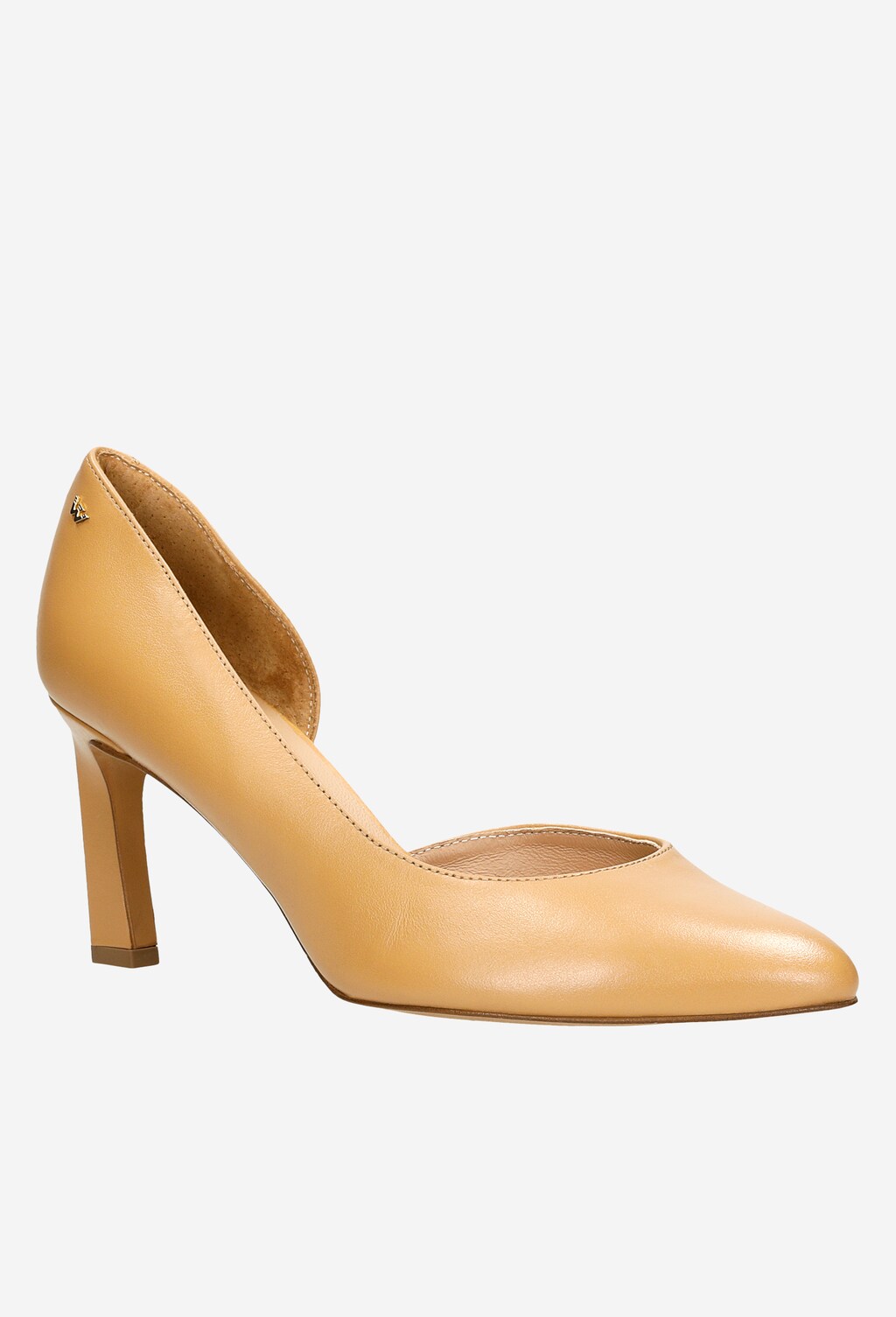 Beżowe czółenka na słupku w stylu formal 35064-54 Widok 3