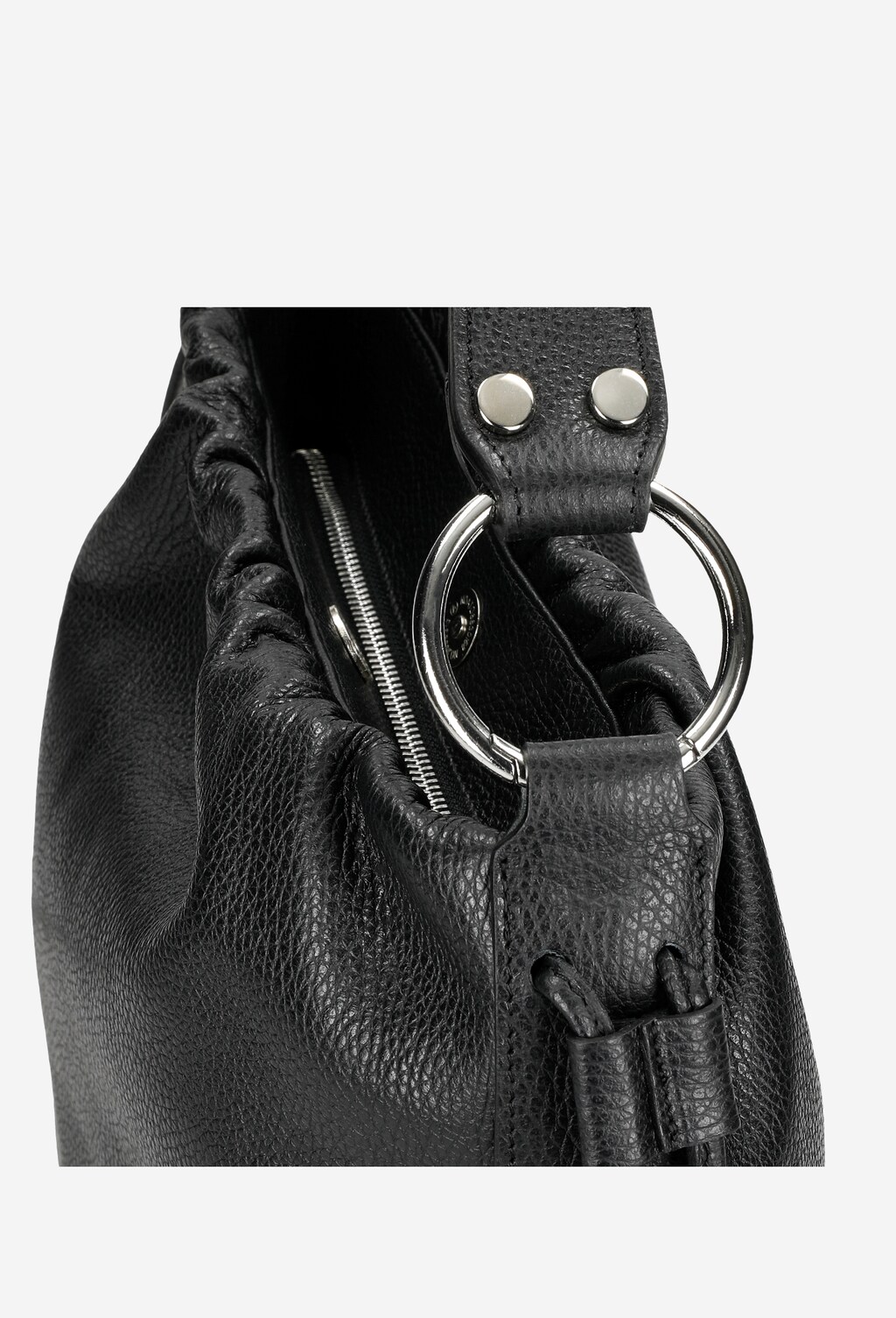 Czarna duża torebka damska ze skóry licowej 80173-51 Widok 5