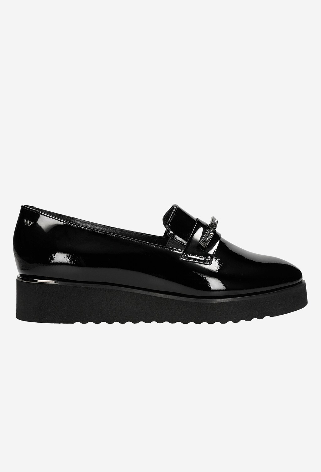 Czarne loafersy damskie ze skóry lakierowanej 46103-31 Widok 2