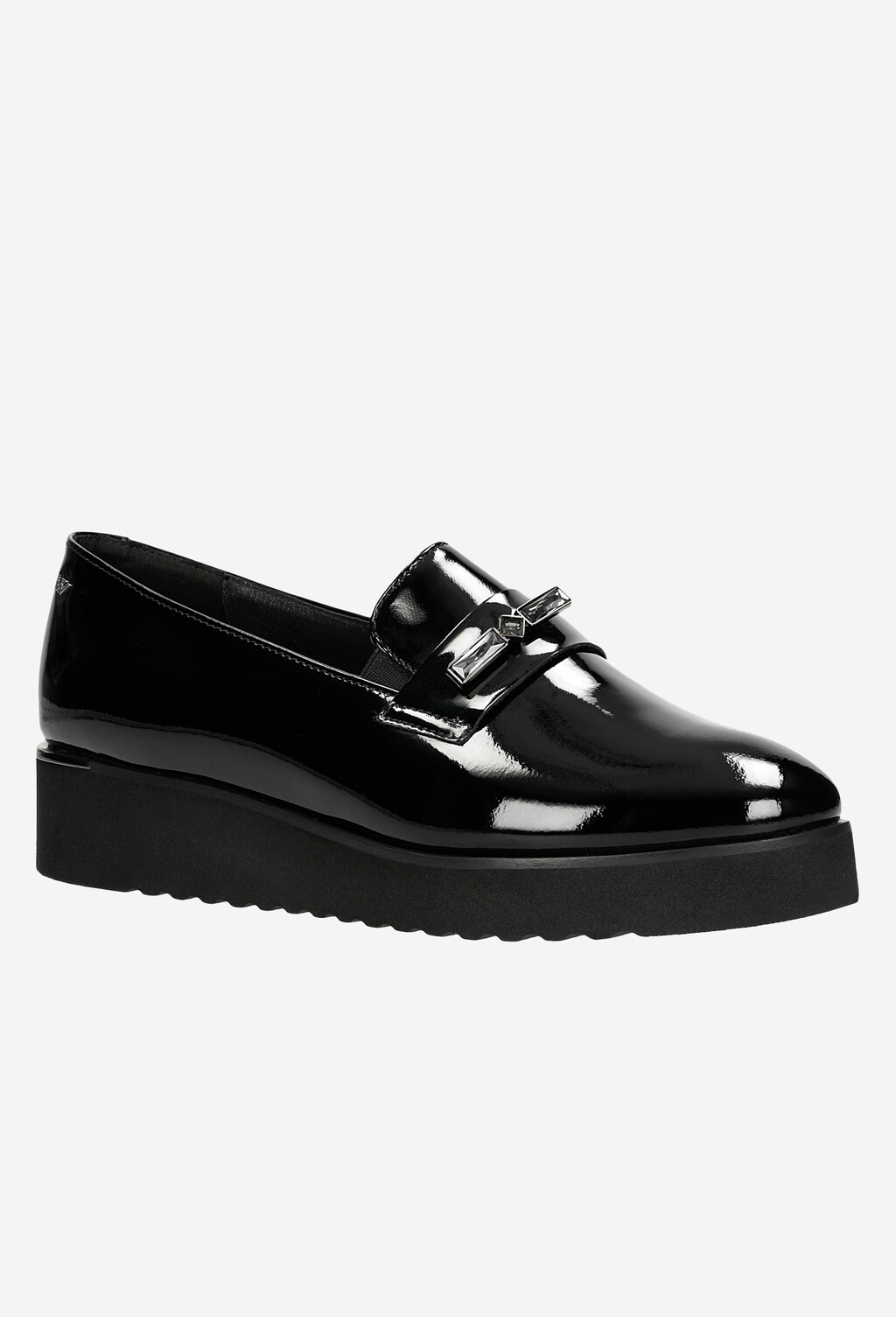 Czarne loafersy damskie ze skóry lakierowanej 46103-31 Widok 3