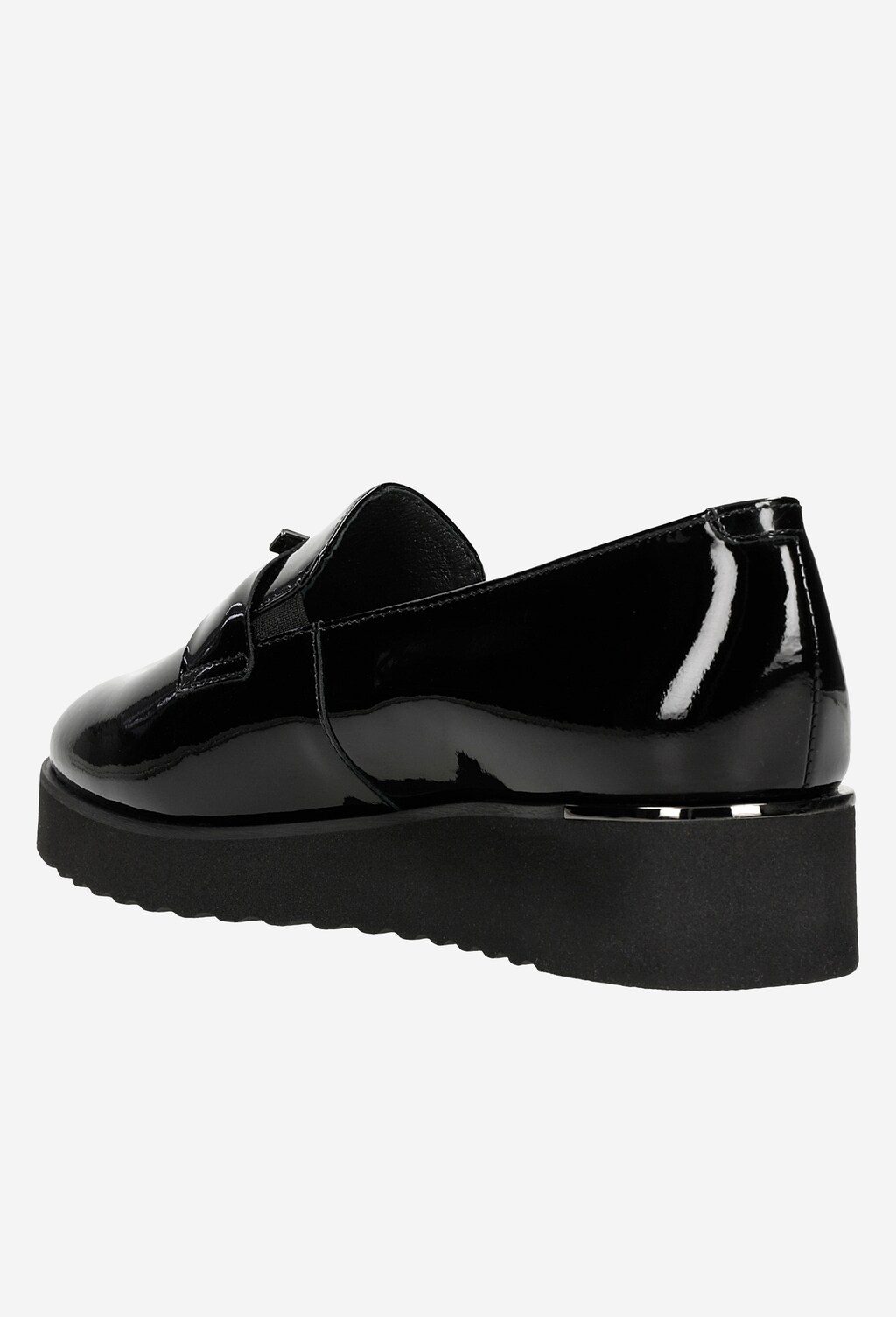 Czarne loafersy damskie ze skóry lakierowanej 46103-31 Widok 4