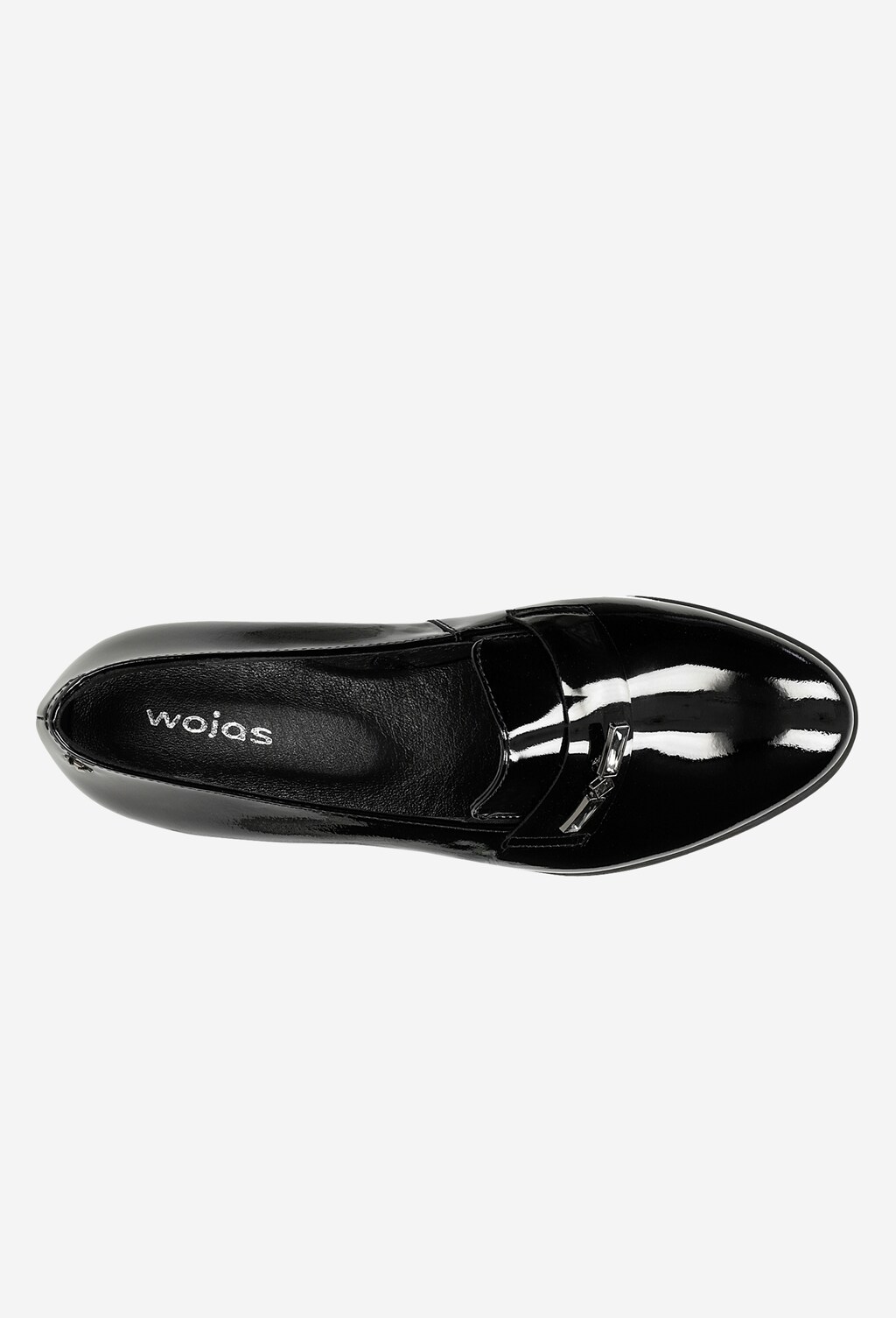 Czarne loafersy damskie ze skóry lakierowanej 46103-31 Widok 5