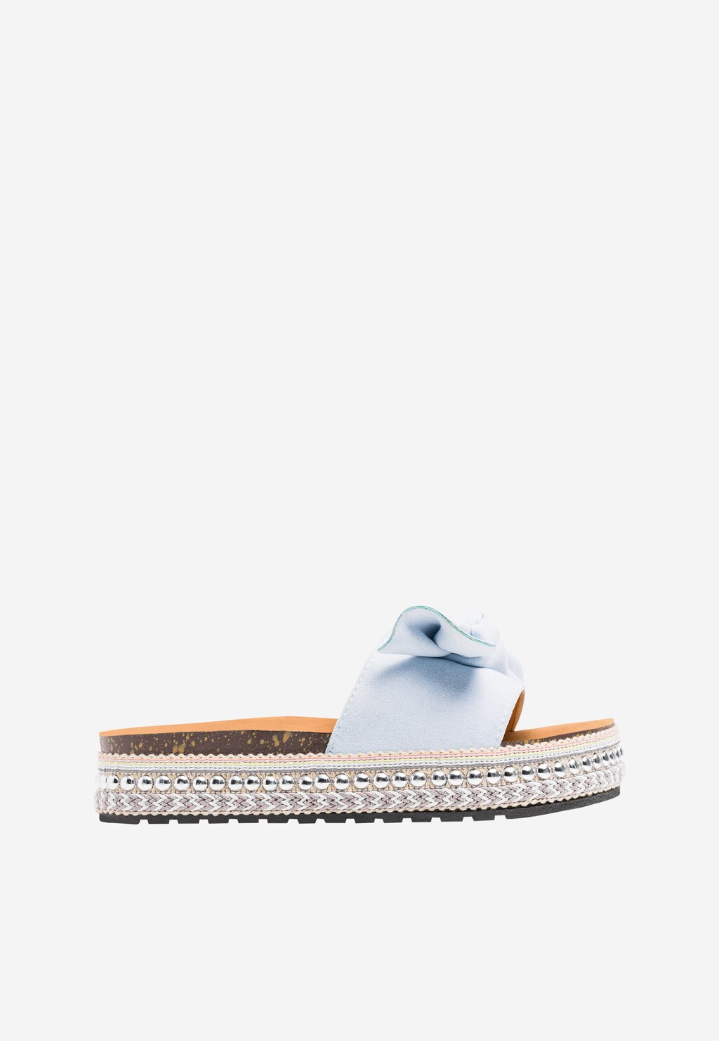 WJS płaskie niebieskie klapki damskie z kokardą WJS71033-16 Widok 2