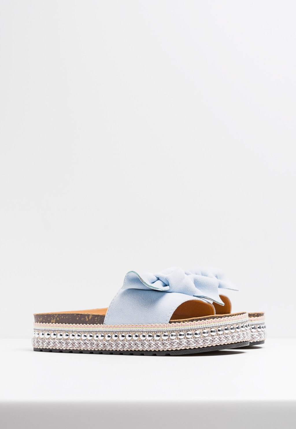 WJS płaskie niebieskie klapki damskie z kokardą WJS71033-16 Widok 3