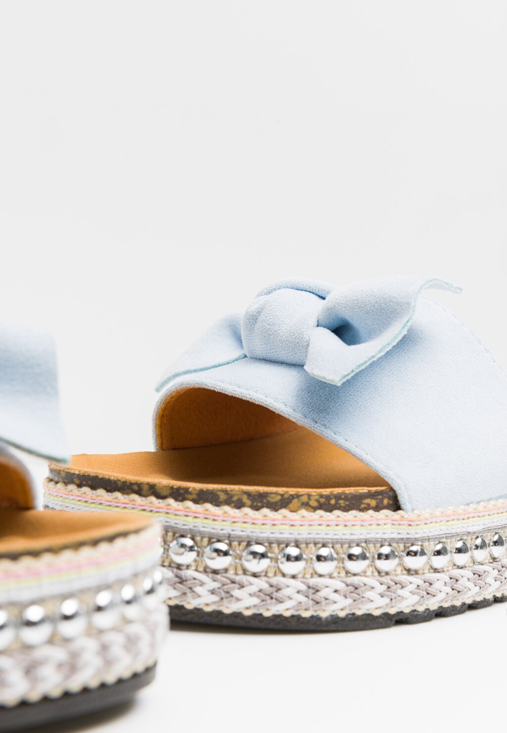 WJS płaskie niebieskie klapki damskie z kokardą WJS71033-16 Widok 4