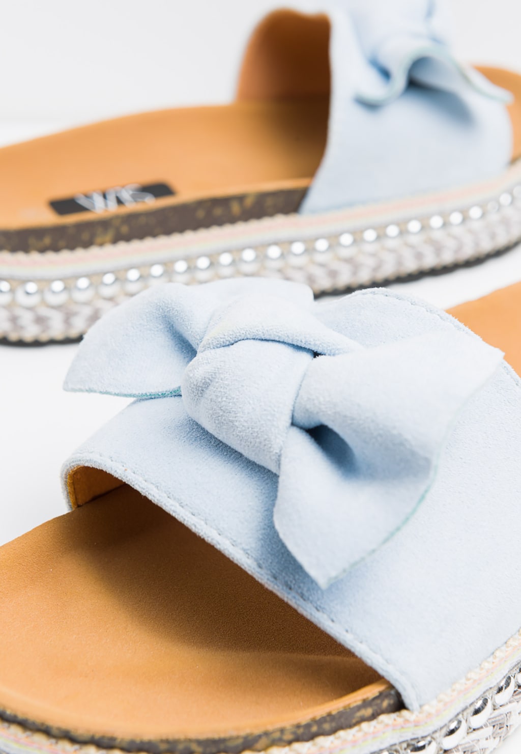 WJS płaskie niebieskie klapki damskie z kokardą WJS71033-16 Widok 5