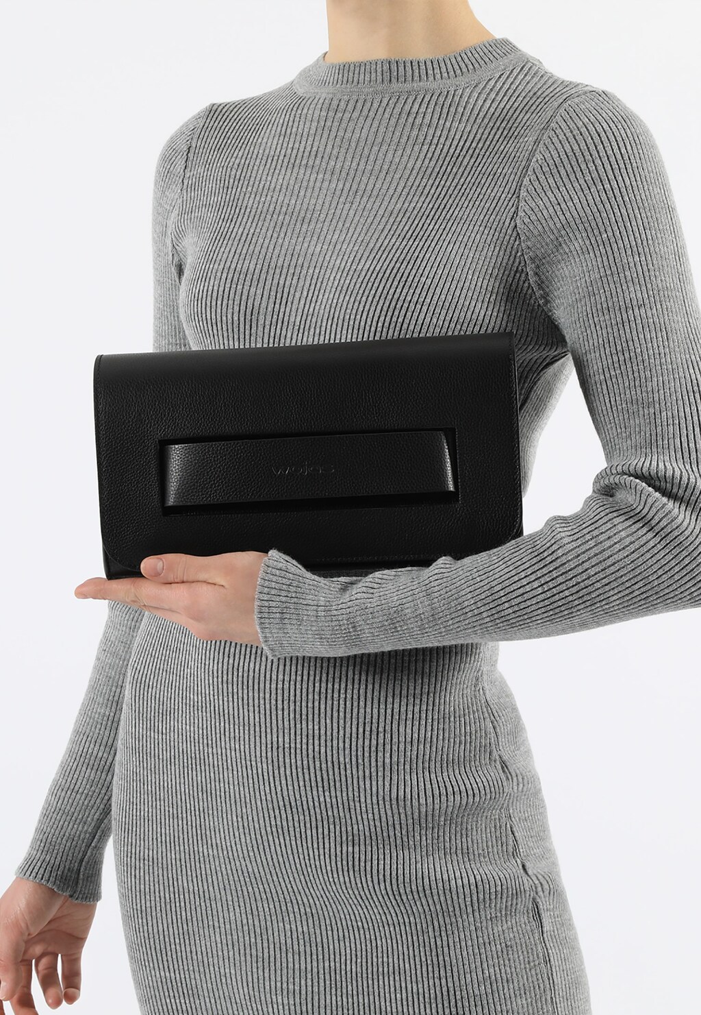 Czarna wieczorowa torebka damska ze skóry licowej 80050-51 Widok 1