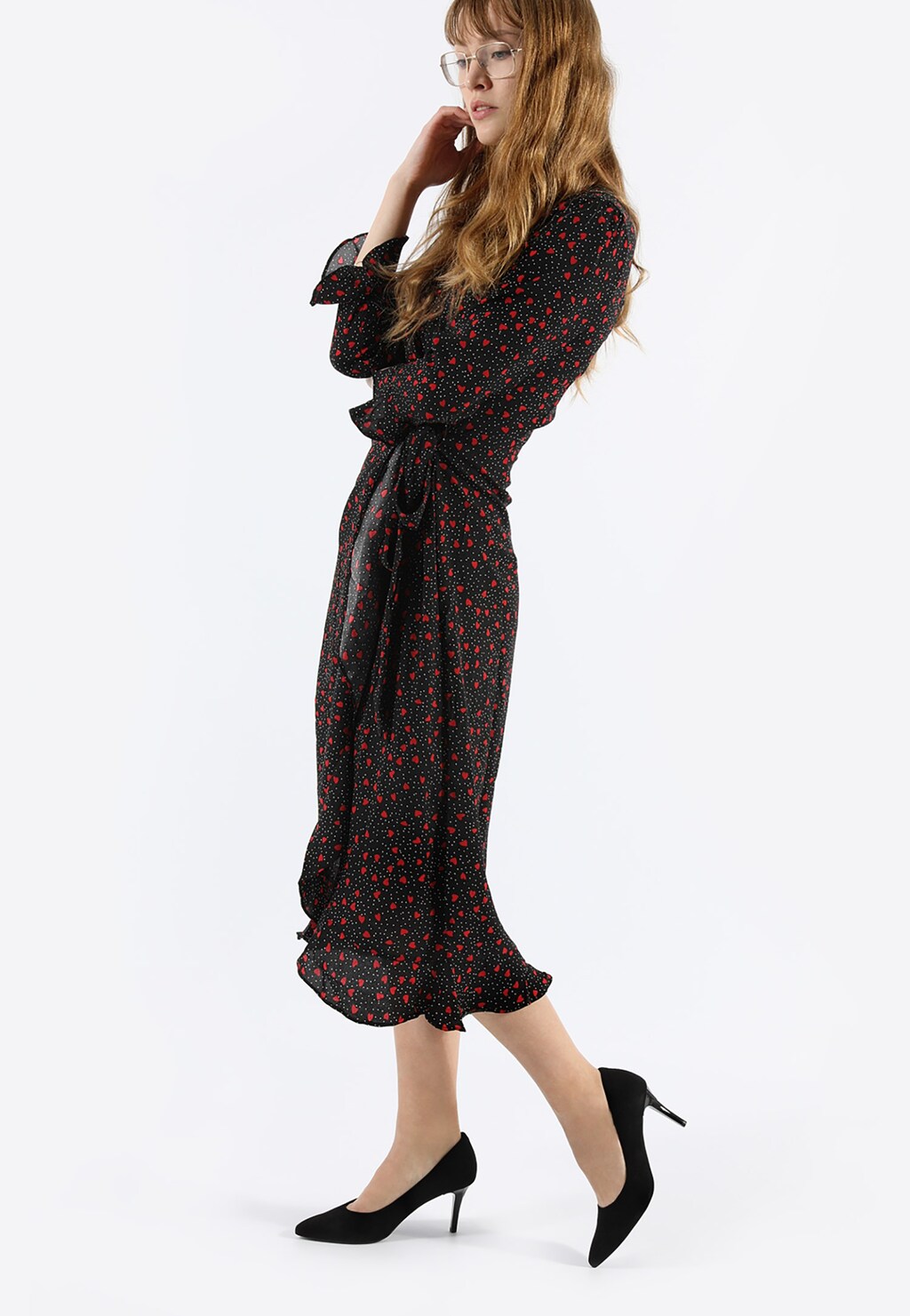 Semišové dámske lodičky v čiernom farebnom prevedení 35059-61 Widok 7