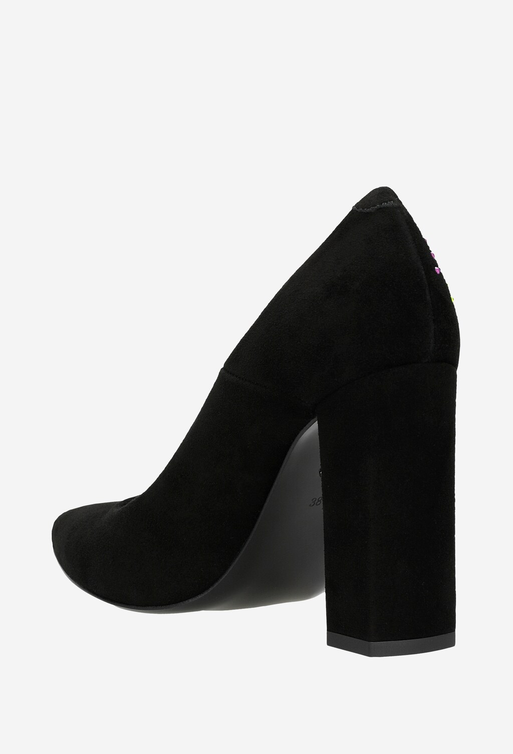 Czarne wieczorowe czółenka na obcasie z kolorwymi kryształkami 35056-65 Widok 4