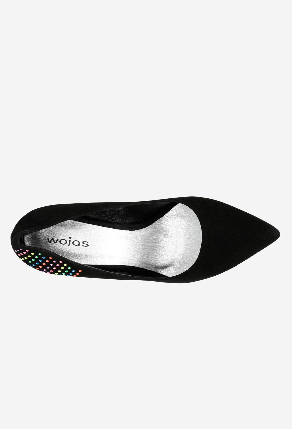 Czarne wieczorowe czółenka na obcasie z kolorwymi kryształkami 35056-65 Widok 5