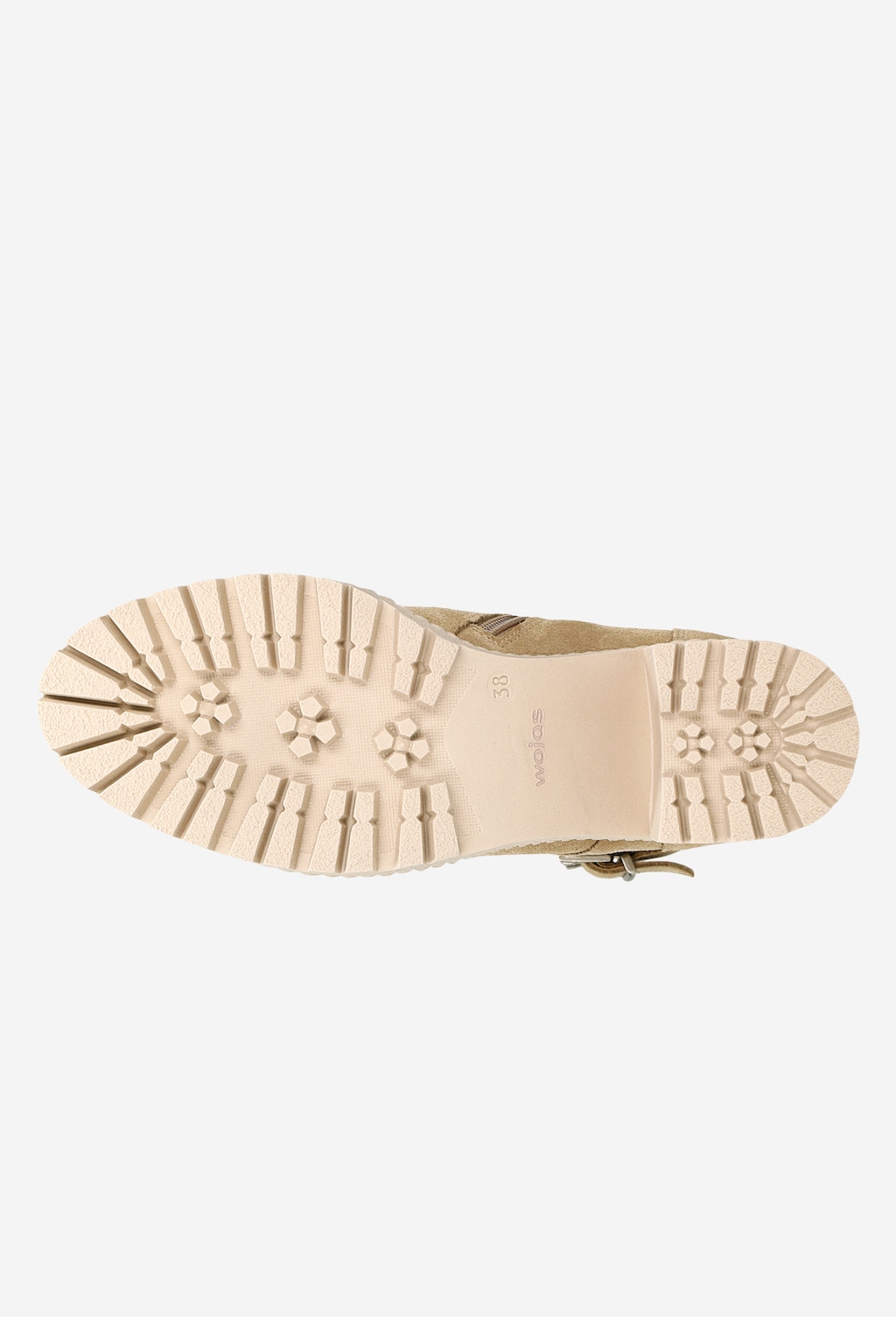 Beżowe trzewiki damskie na niskim słupku 64065-64 Widok 6