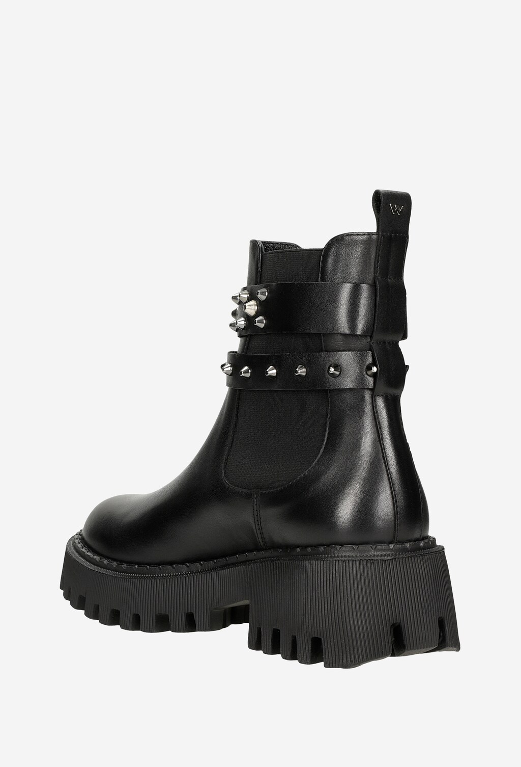 Czarne skórzane sztyblety damskie z rockowym zacięciem 55043-51 Widok 4