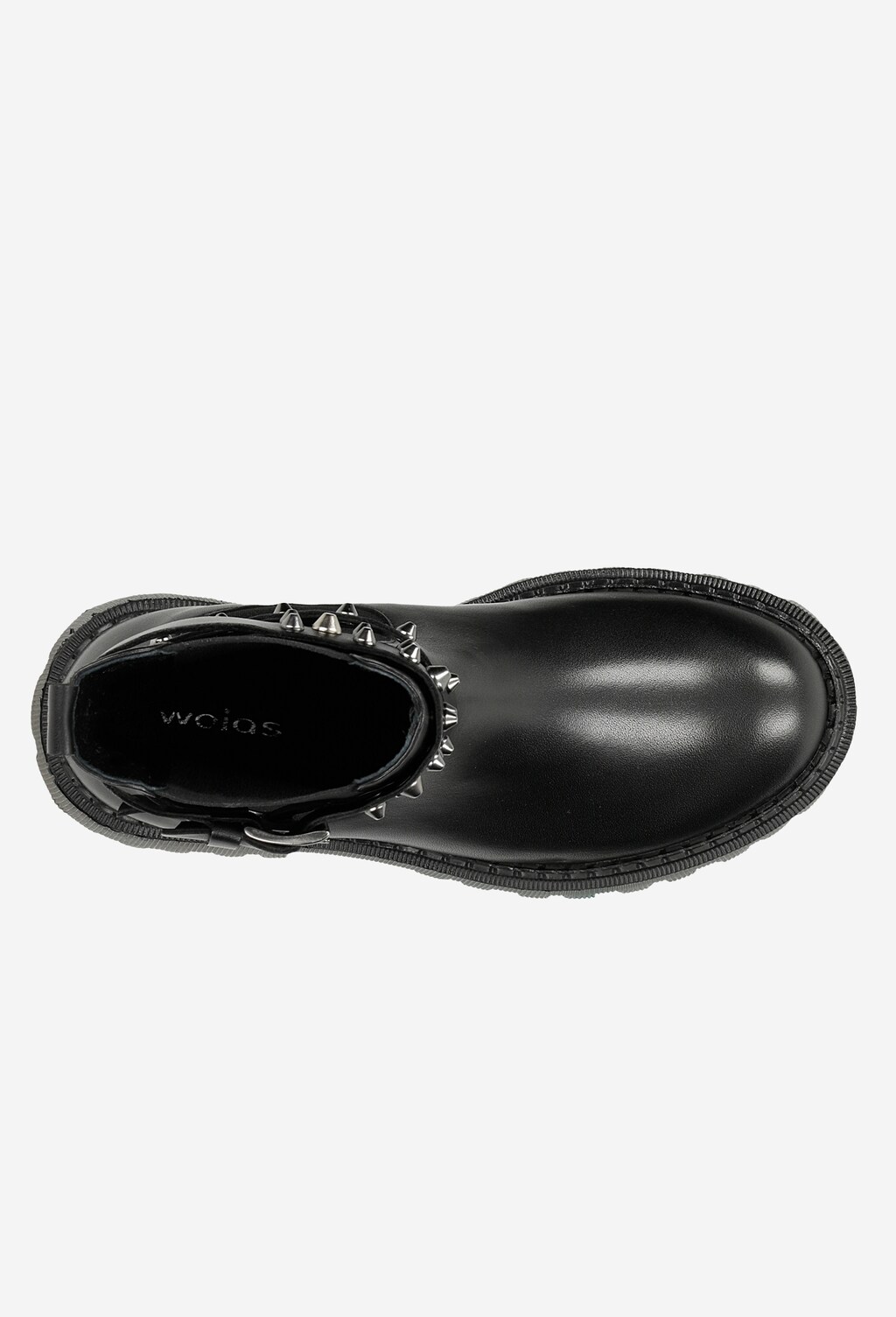 Czarne skórzane sztyblety damskie z rockowym zacięciem 55043-51 Widok 5