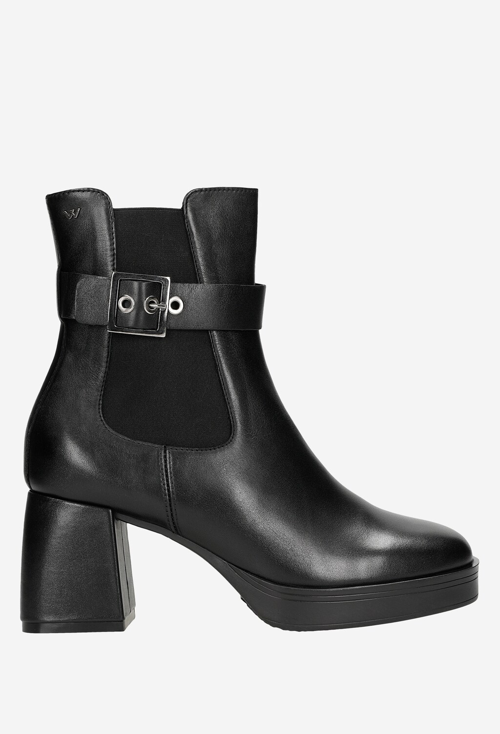 Czarne skórzane sztyblety na stabilnym obcasie 55113-51 Widok 2