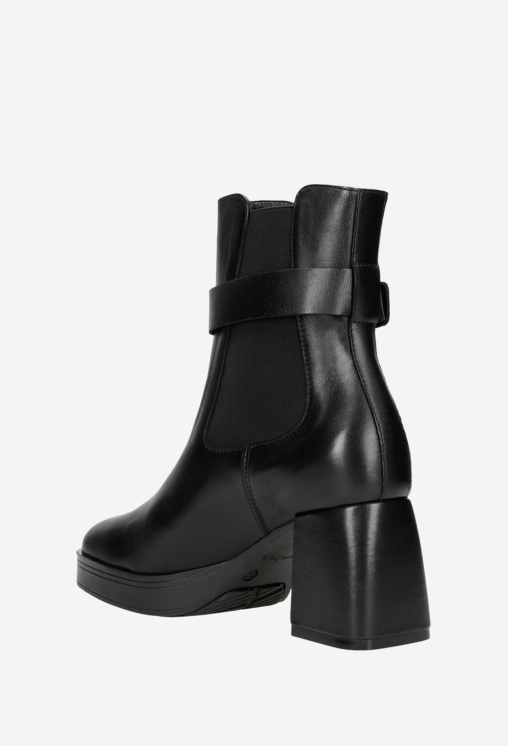 Czarne skórzane sztyblety na stabilnym obcasie 55113-51 Widok 4