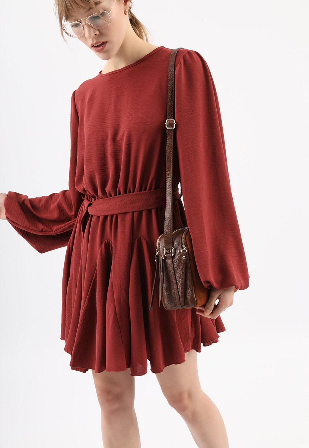 Brązowa torebka damska z dwoiny welurowej 80118-62 Widok 8