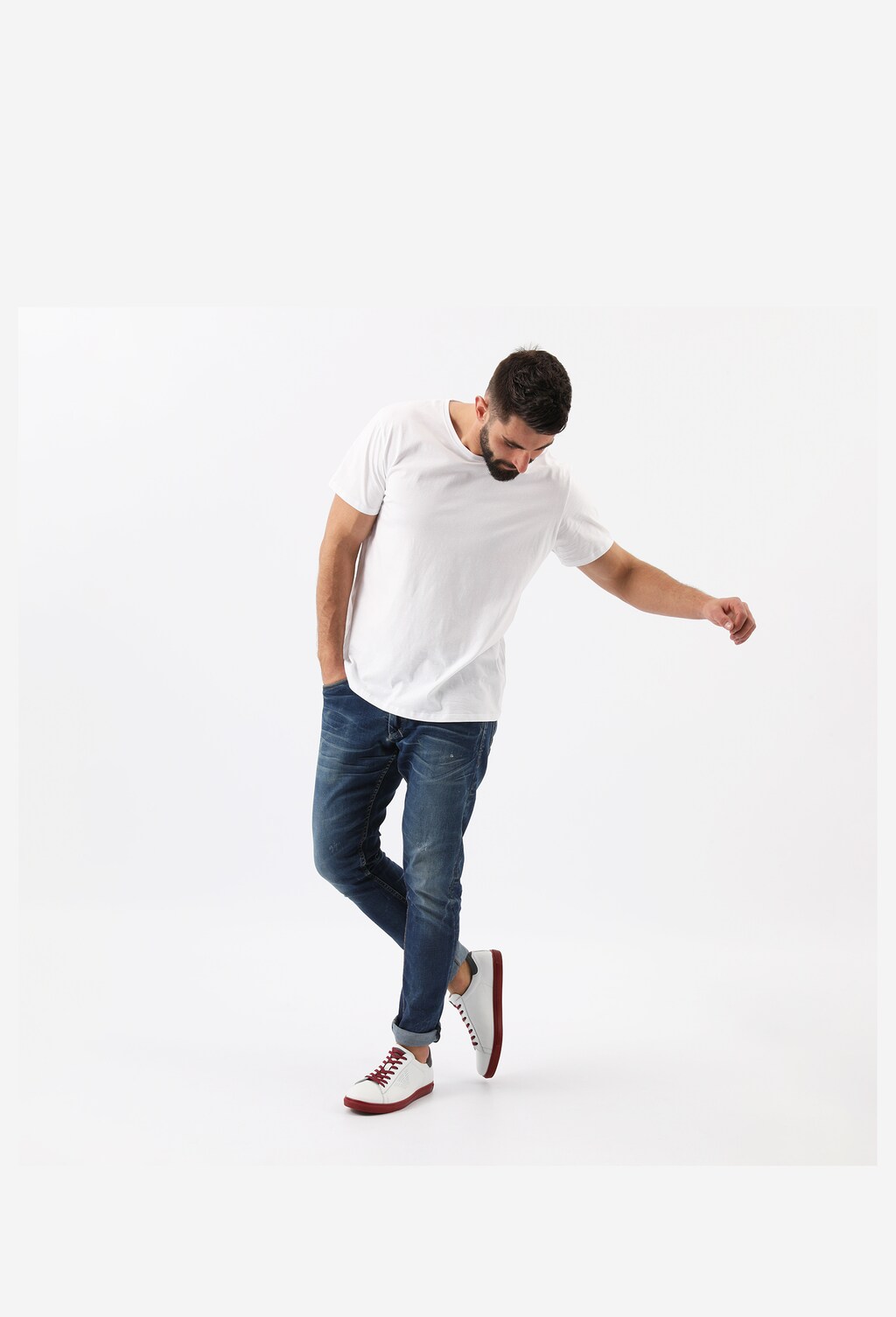 Biele pánske kožené tenisky na šport Wojas 10076-79 Widok 9