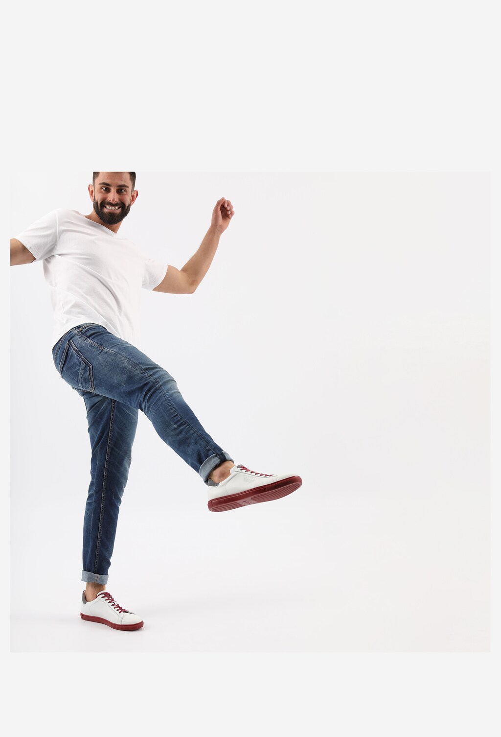 Biele pánske kožené tenisky na šport Wojas 10076-79 Widok 10