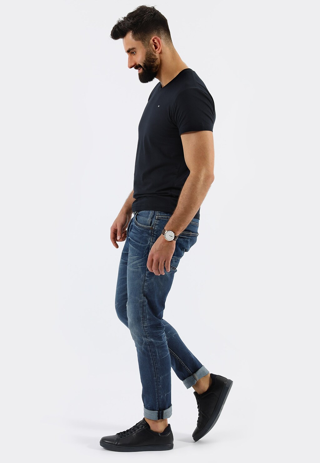 Čierne pánske botasky v minimalistickom prevedení 9060-71 Widok 7