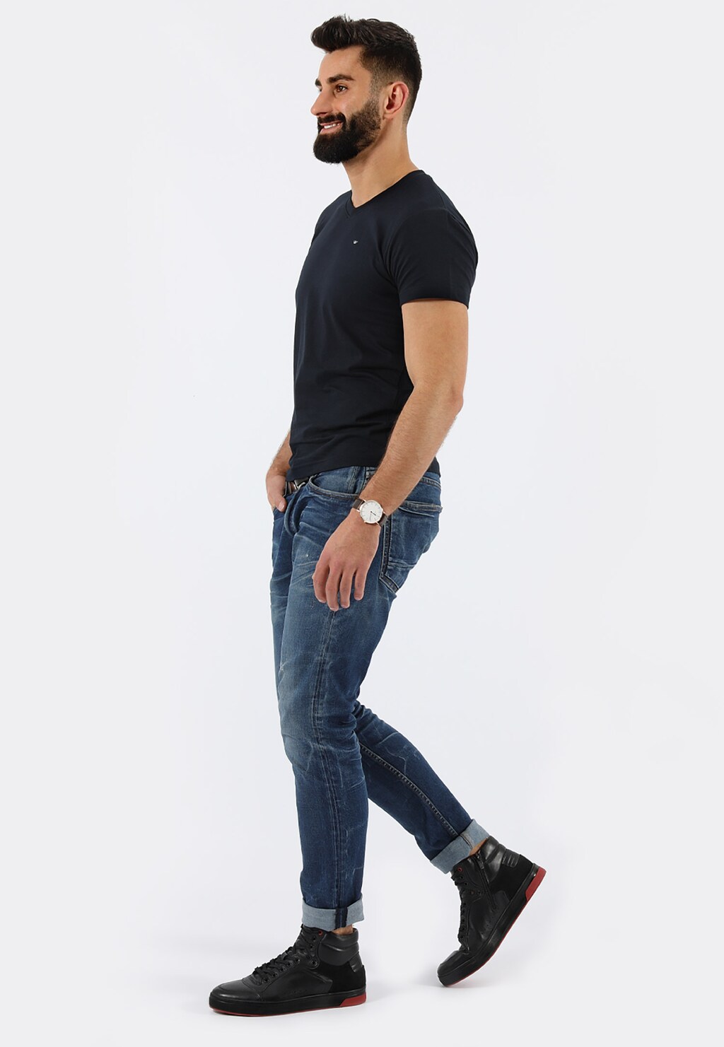 Czarne trzewiki męskie 9183-71 Widok 8