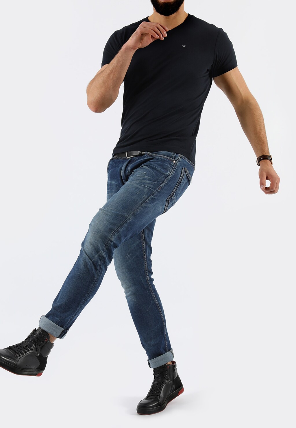 Czarne trzewiki męskie 9183-71 Widok 10