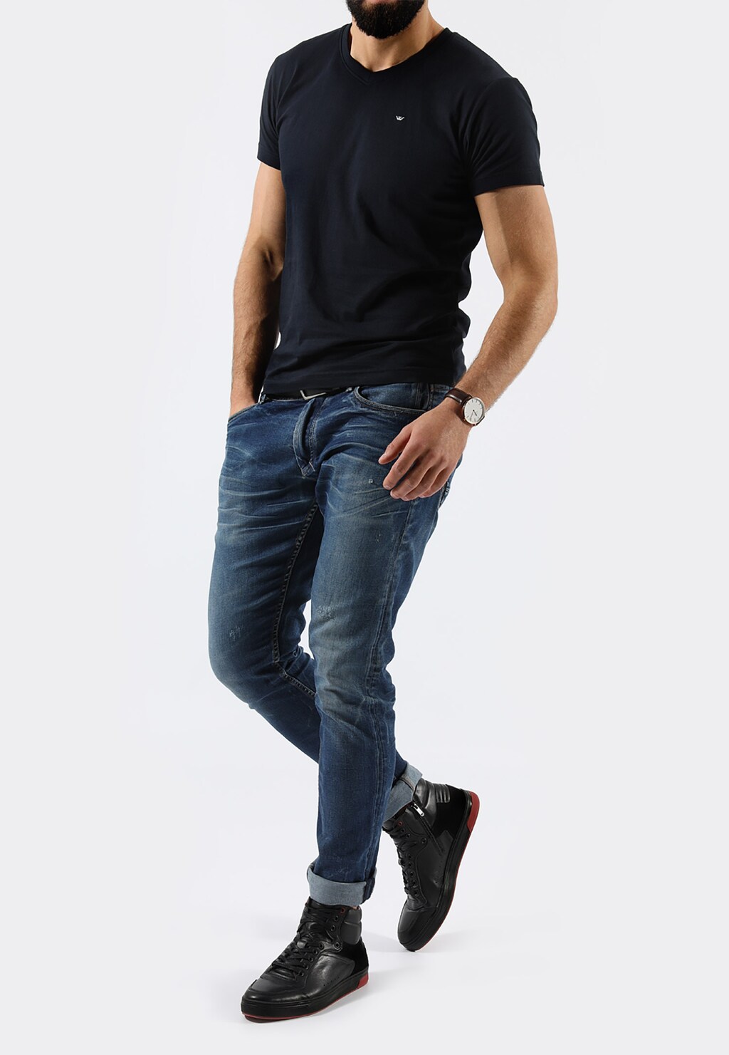 Czarne trzewiki męskie 9183-71 Widok 1