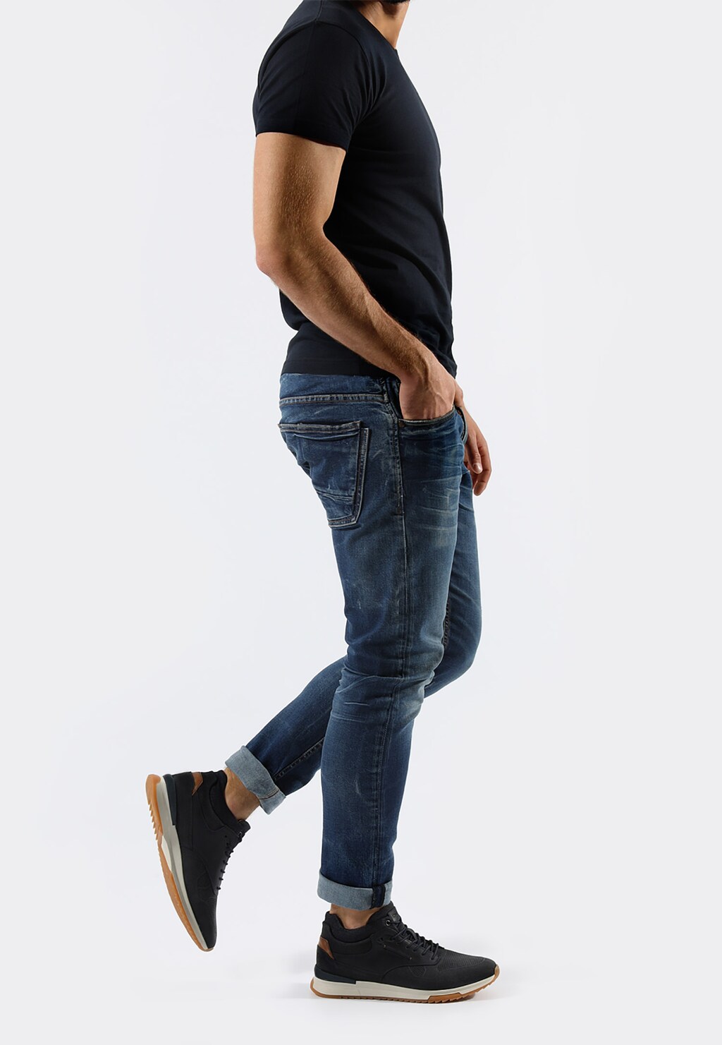 Granatowe trzewiki męskie typu sneakers 24024-86 Widok 7