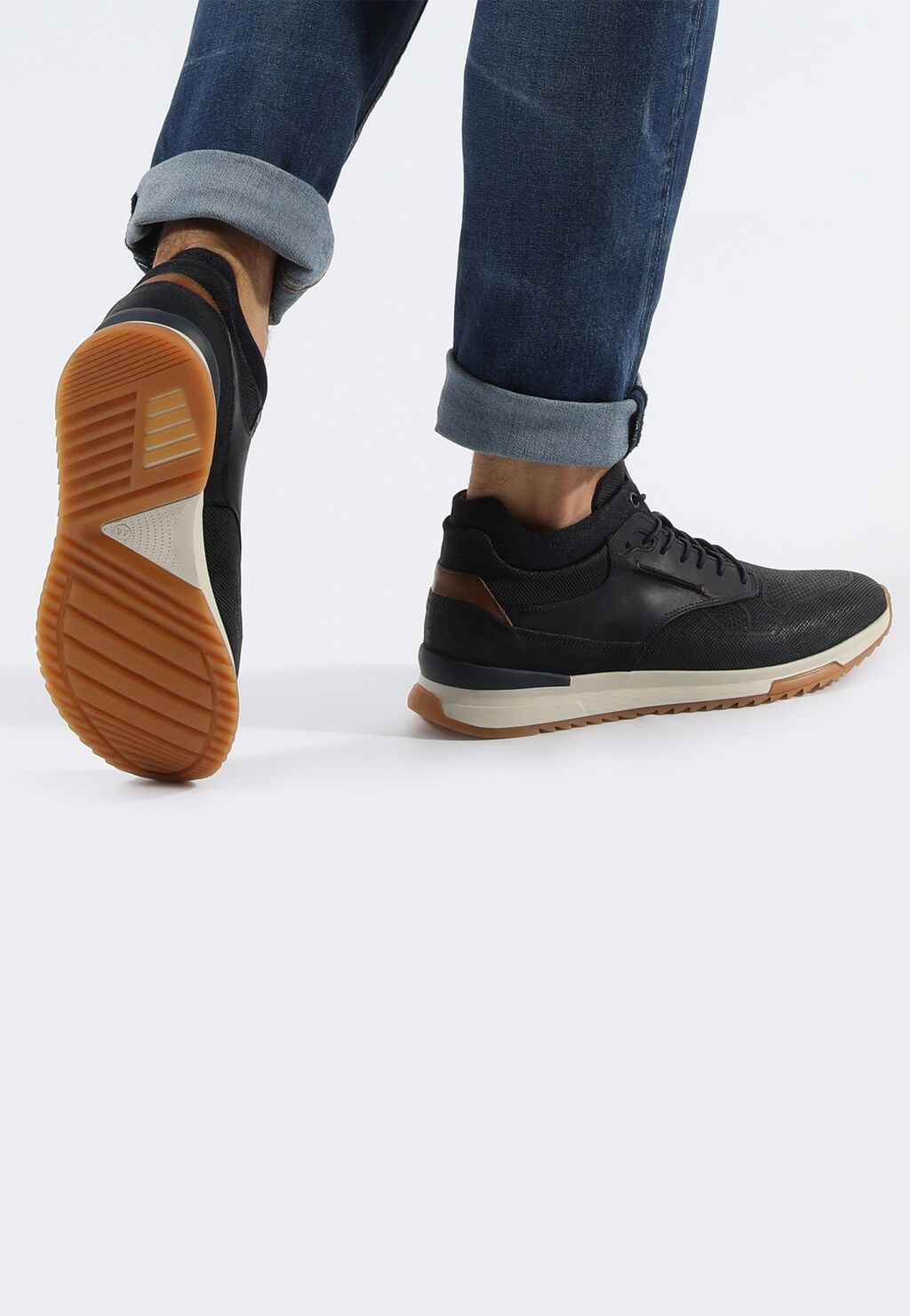 Granatowe trzewiki męskie typu sneakers 24024-86 Widok 1