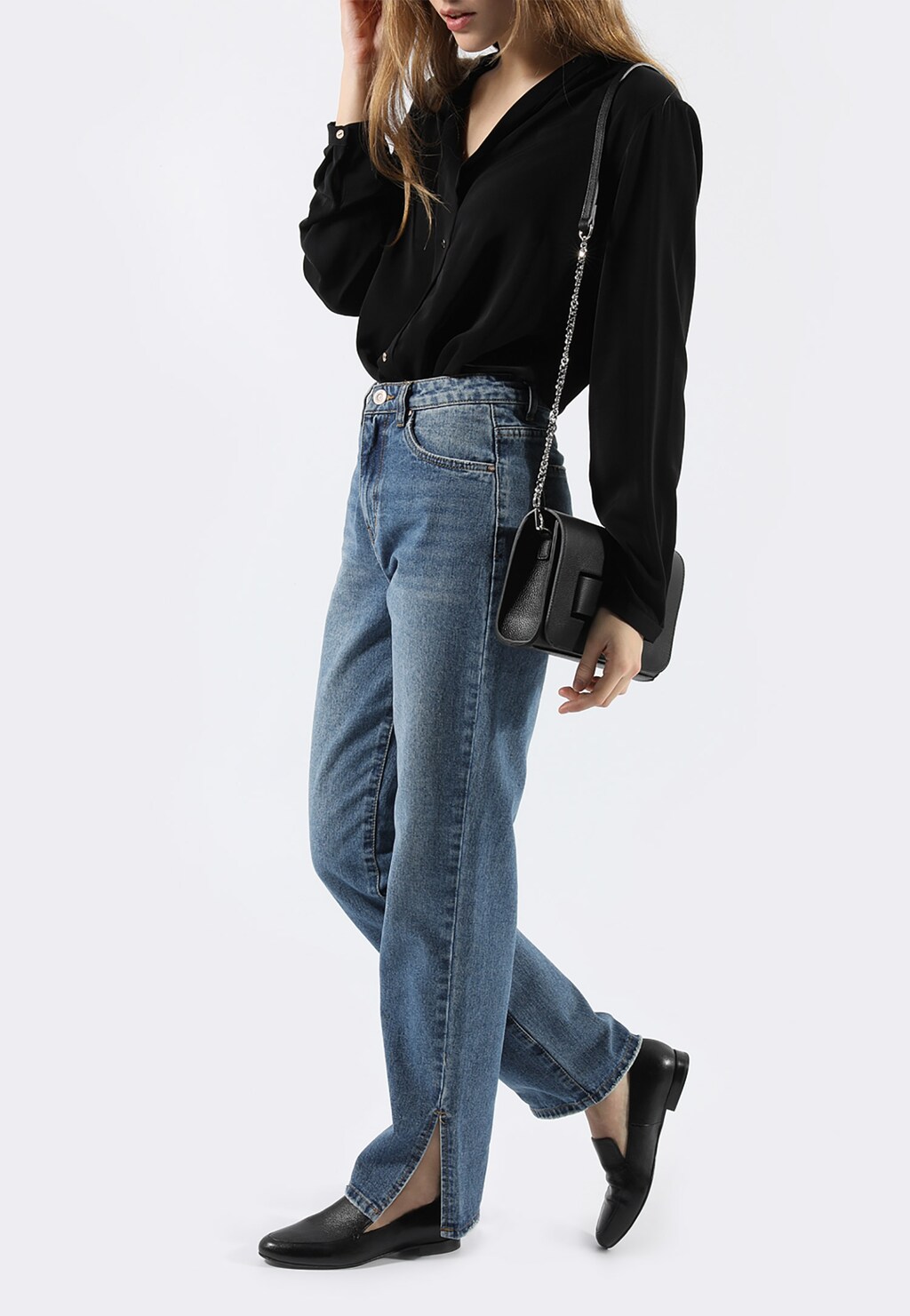 Černé lesklé mokasíny dámské z kvalitní kůže 46047-51 Widok 1